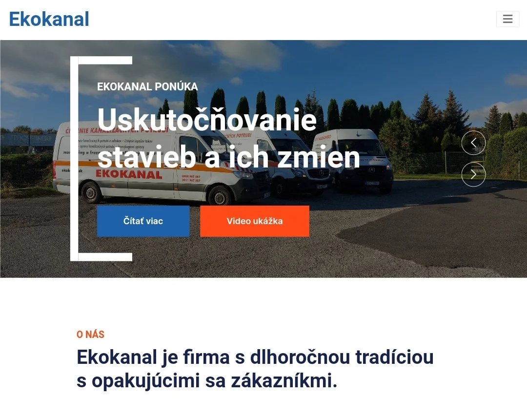Ekokanal – web stránka pre krtkovanie kanalizácie