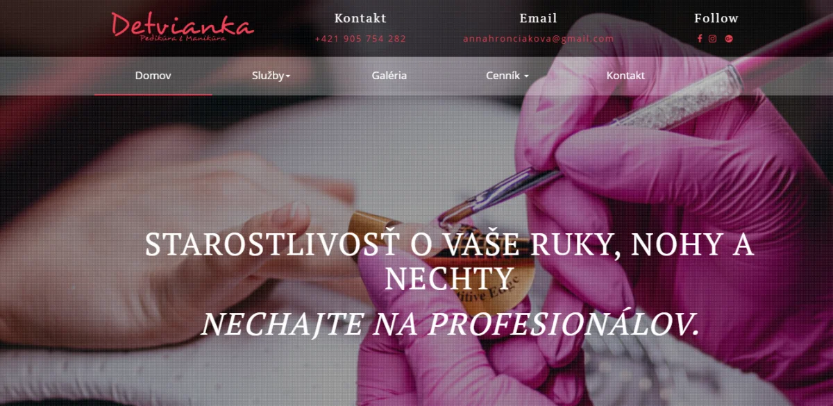 Pedikúra a manikúra Detvianka – web stránka